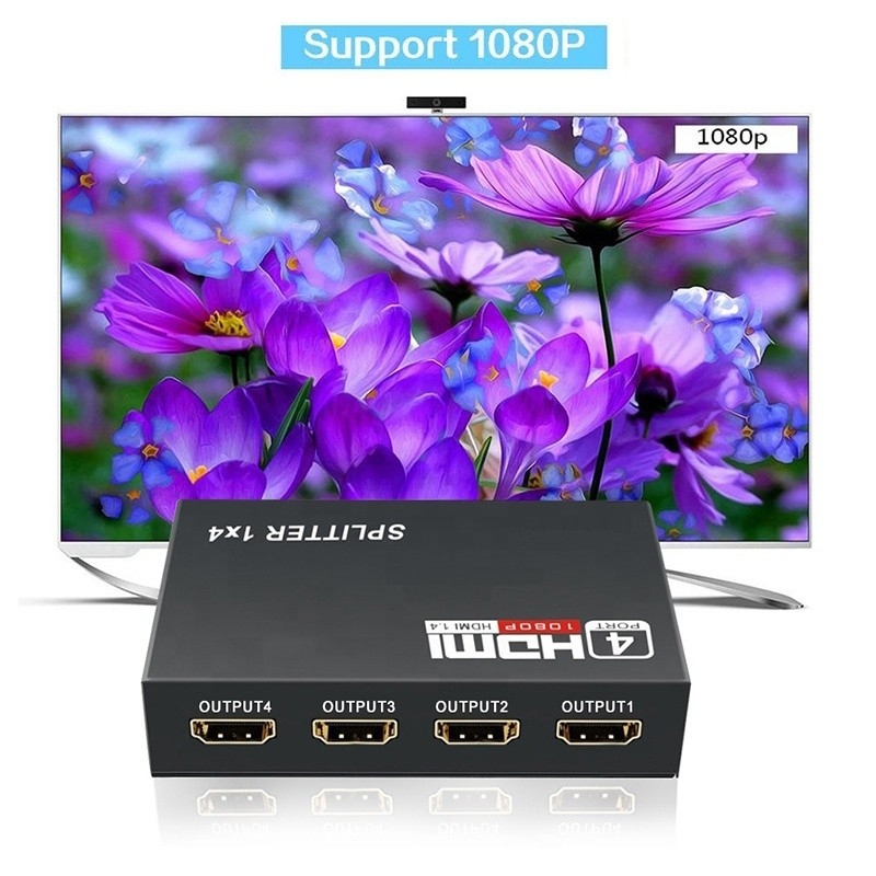 Professional HDMI Splitter 1x4 Full HD 3D 1080P 4 Port Converter Untuk TV Wanita-Wanita