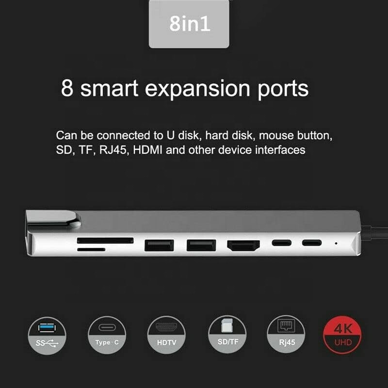 Adaptor Multiport USB Type C Hub 8-In-1 yang serbaguna untuk multitasking dan transfer data