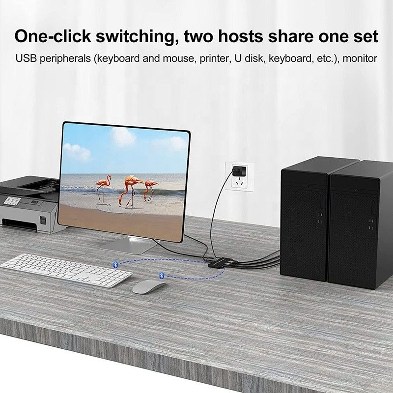 2 Port HDMI 2.1 KVM Switch dengan USB 3.0 2 Input 1 Output LED Indicators Wanita-Wanita