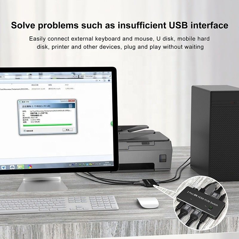 2 Port HDMI 2.1 KVM Switch dengan USB 3.0 2 Input 1 Output LED Indicators Wanita-Wanita