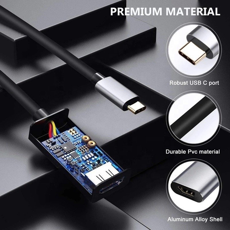 Pria-Wanita USB 3.1 Tipe C ke HDMI HDTV Kabel Adaptor Konverter 4K 60Hz 1080P CCA Konduktor