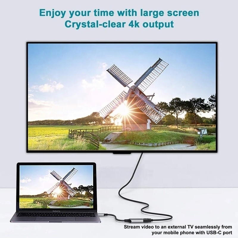 Pria-Wanita USB 3.1 Tipe C ke HDMI HDTV Kabel Adaptor Konverter 4K 60Hz 1080P CCA Konduktor