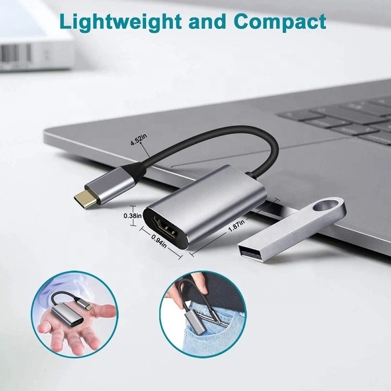 Pria-Wanita USB 3.1 Tipe C ke HDMI HDTV Kabel Adaptor Konverter 4K 60Hz 1080P CCA Konduktor