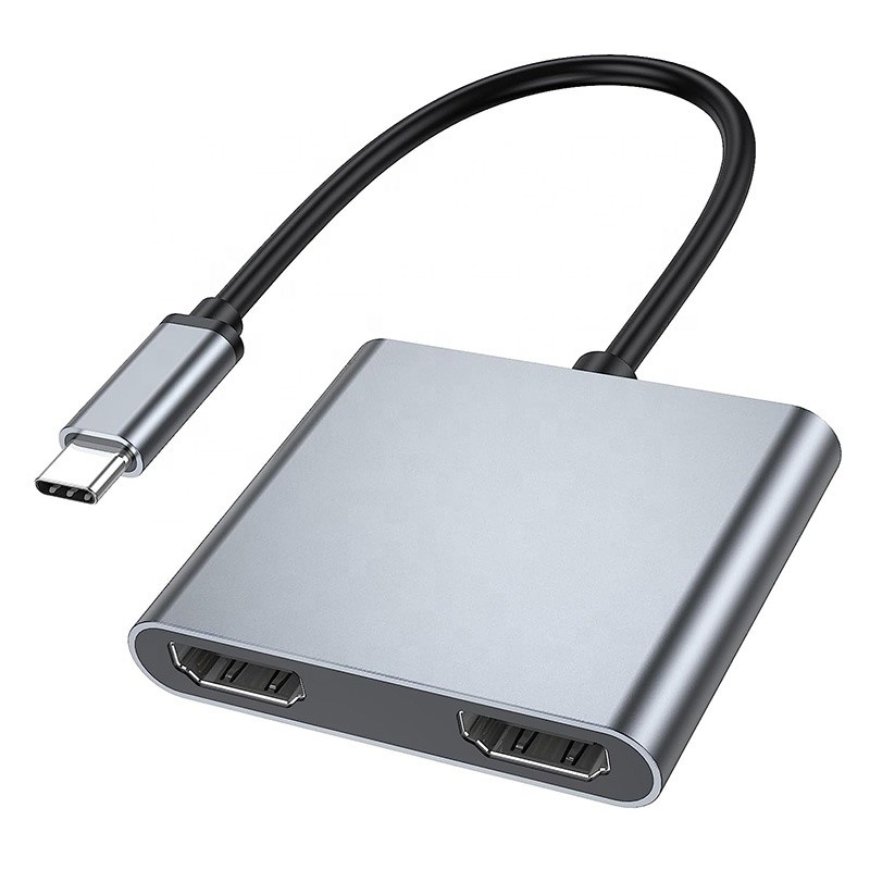 Tipe C Pria ke Dual HDMI Wanita Thunderbolt 3 USB-C Multi-Monitor Adapter Kabel 4K 30Hz