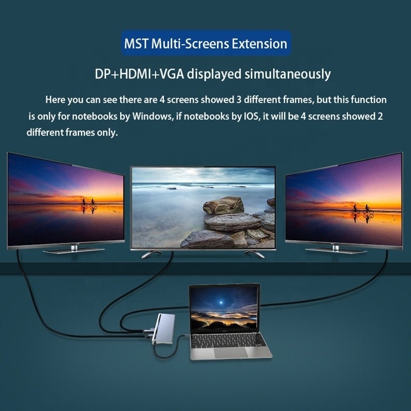 USB C Interface Multi-Function Type-C Dock Dengan SD TF Adapter OEM/ODM Dapat diterima