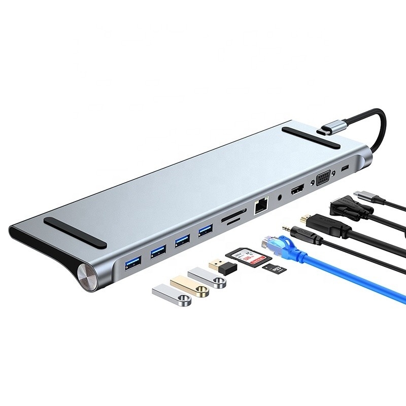 Adaptor Hub Multifungsi USB Tipe C 11 dalam 1 Untuk Laptop Dan Ponsel