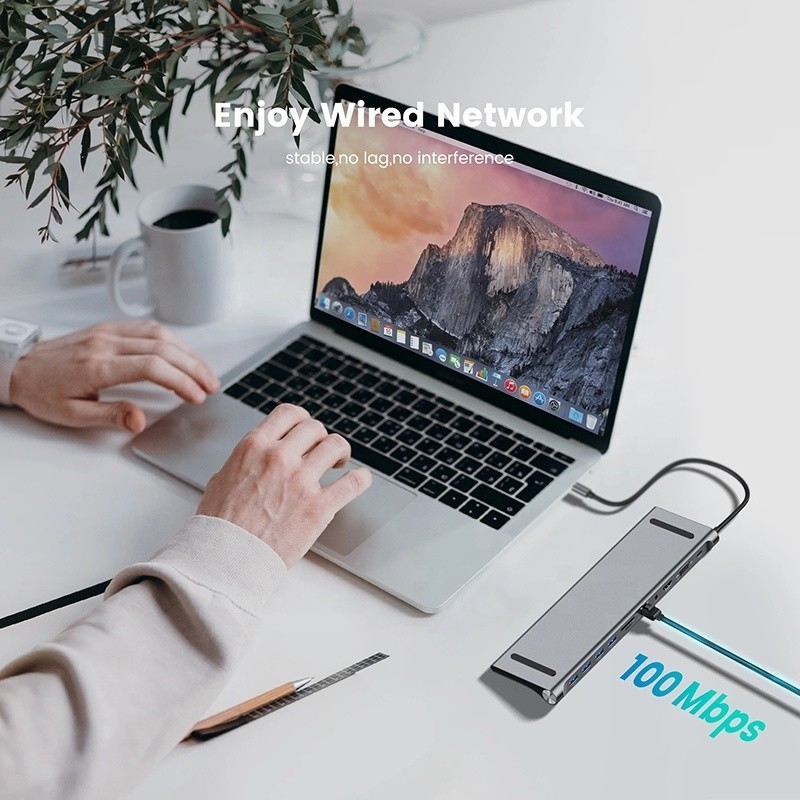 Adaptor Hub Multifungsi USB Tipe C 11 dalam 1 Untuk Laptop Dan Ponsel