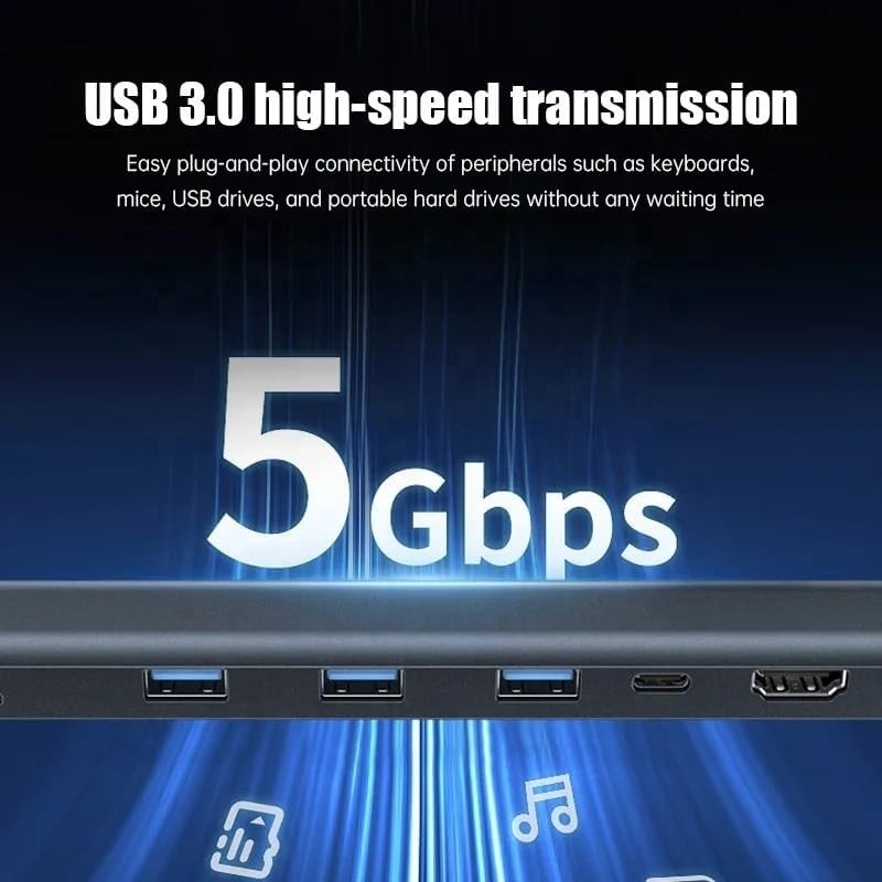 USB 3.1 Interface Type 10 In 1 Type C Hub untuk Transfer Data dan Pengisian Kecepatan Tinggi