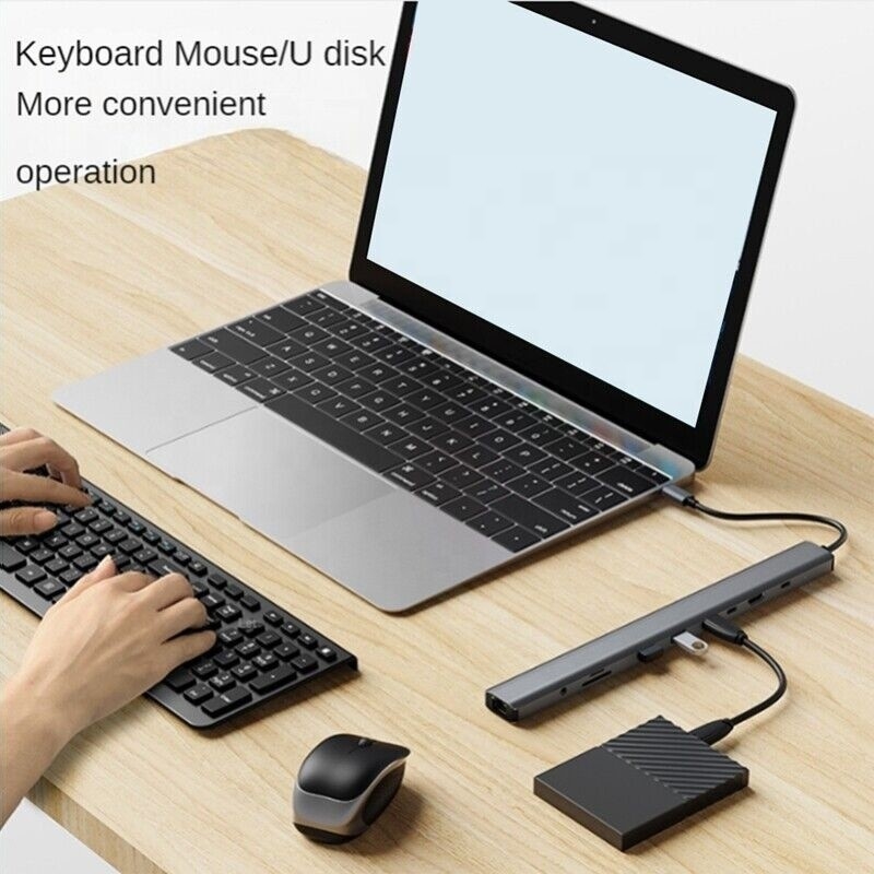 USB 3.1 Interface Type 10 In 1 Type C Hub untuk Transfer Data dan Pengisian Kecepatan Tinggi