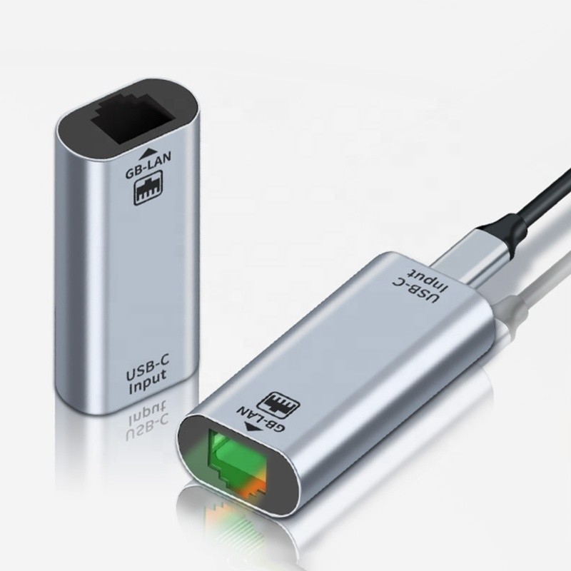Adaptor port USB C Female ke Ethernet 10/100/1000 Mbps Kecepatan untuk koneksi jaringan cepat