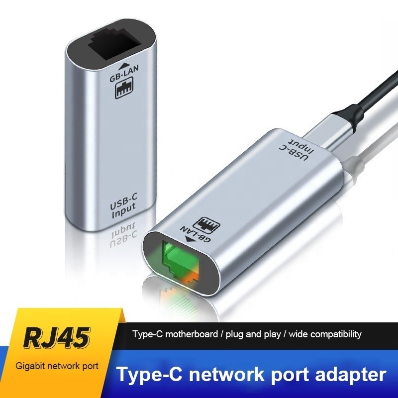 Adaptor port USB C Female ke Ethernet 10/100/1000 Mbps Kecepatan untuk koneksi jaringan cepat