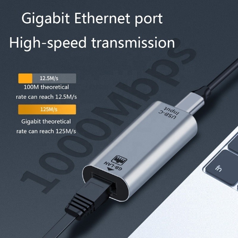 Adaptor port USB C Female ke Ethernet 10/100/1000 Mbps Kecepatan untuk koneksi jaringan cepat