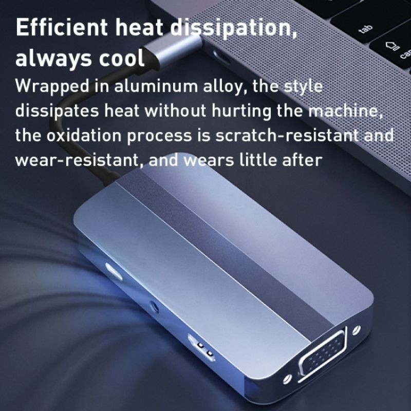 11 In 1 USB-C Hub Tipe-C Ke HDMI USB3.0 USB2.0 SD TF Adapter Hub dengan Card Reader