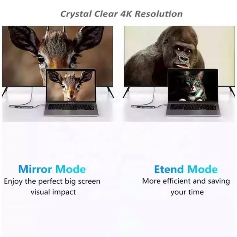7-in-1 USB C Type C Docking Station dengan HDTV HDMI VGA USB RJ45 dan Fast Data Transfer