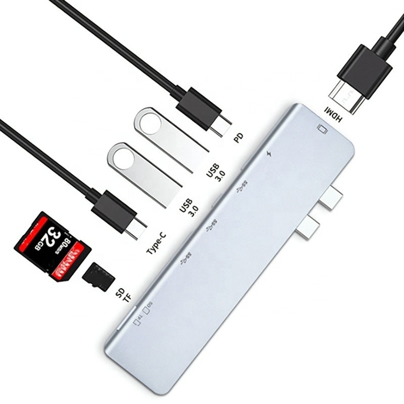 USB C Tipe C 4K 30Hz HDMI USB 3.0 TF SD Adapter Hub Docking Station untuk Macbook Pro