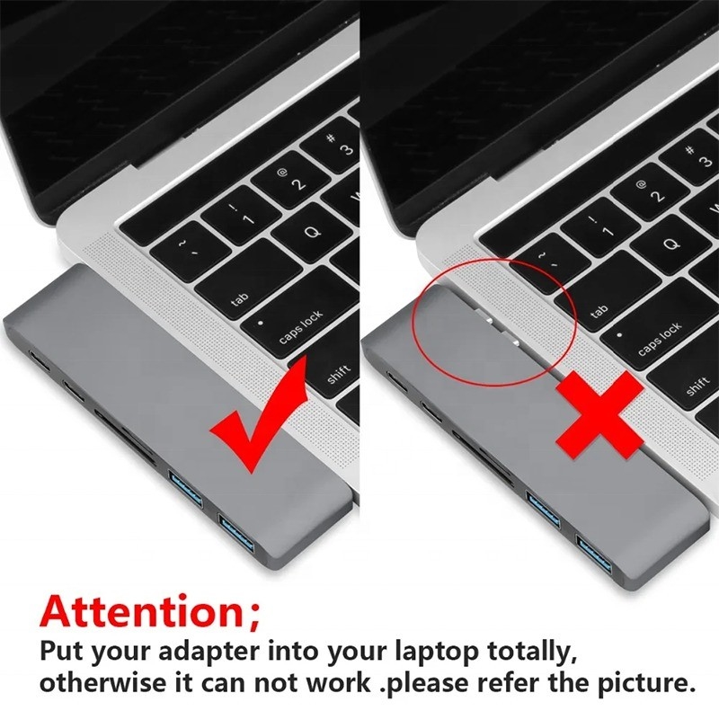 Multiport Docking Station 6-In-1 Type-C Hub Adapter dengan SD/TF 2*USB3.0 2*USB-C Output