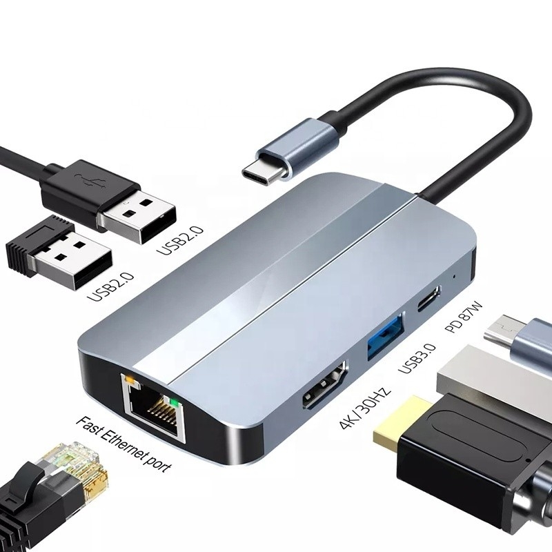 12-In-1 USB C Adapter OEM Multiport Hub dengan 4K HDMI USB 3.0 RJ45 Lan Ethernet