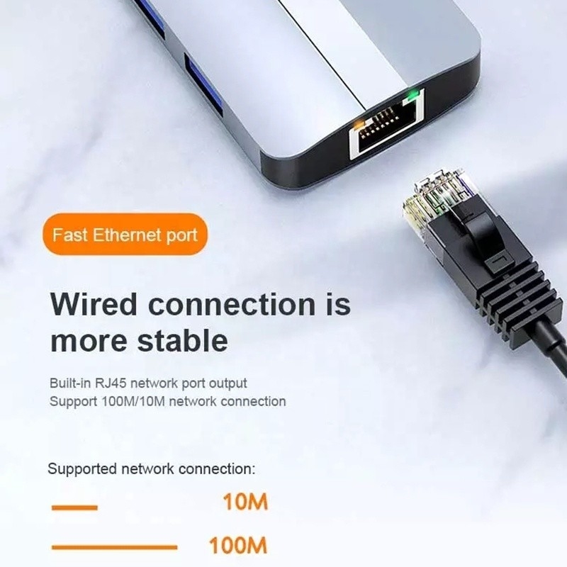 12-In-1 USB C Adapter OEM Multiport Hub dengan 4K HDMI USB 3.0 RJ45 Lan Ethernet