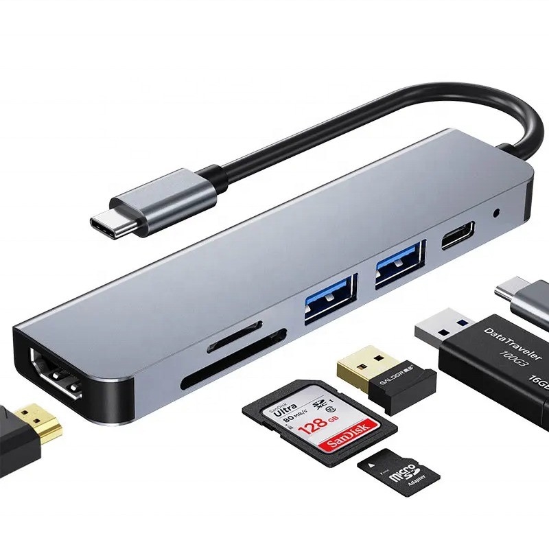 USB 3.1 Docking Station Hub dengan 4K HDMI USB3.0 TF SD Card Reader dan 87W PD Charging