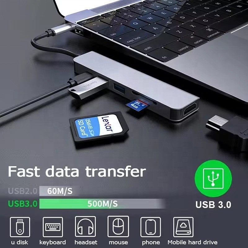 USB 3.1 Docking Station Hub dengan 4K HDMI USB3.0 TF SD Card Reader dan 87W PD Charging