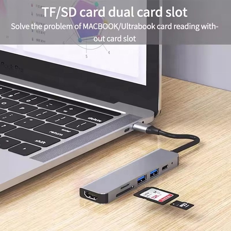 USB 3.1 Docking Station Hub dengan 4K HDMI USB3.0 TF SD Card Reader dan 87W PD Charging