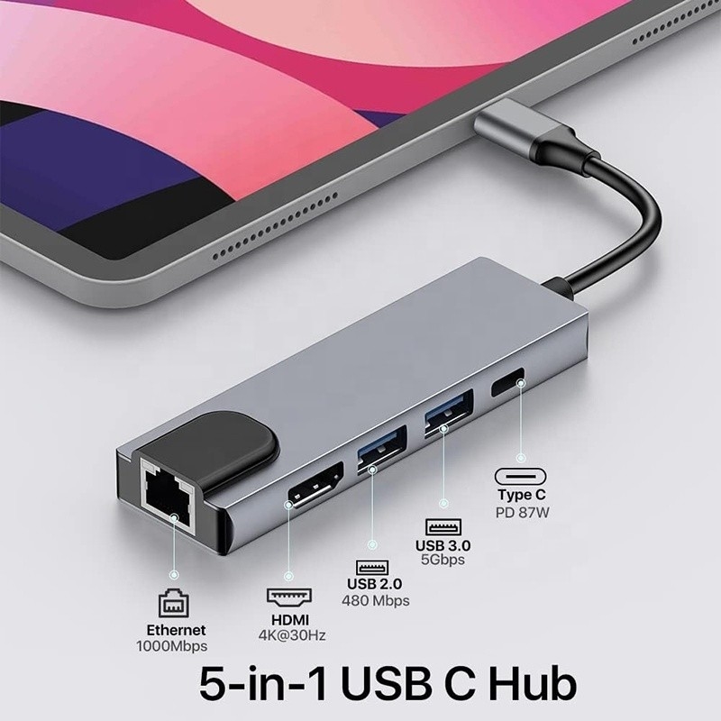 Adaptor USB C 13 dalam 1 4K HDMI Hub Tipe C ke HDMI 4K USB 3.0 2.0 PD Pengubah Pengisian