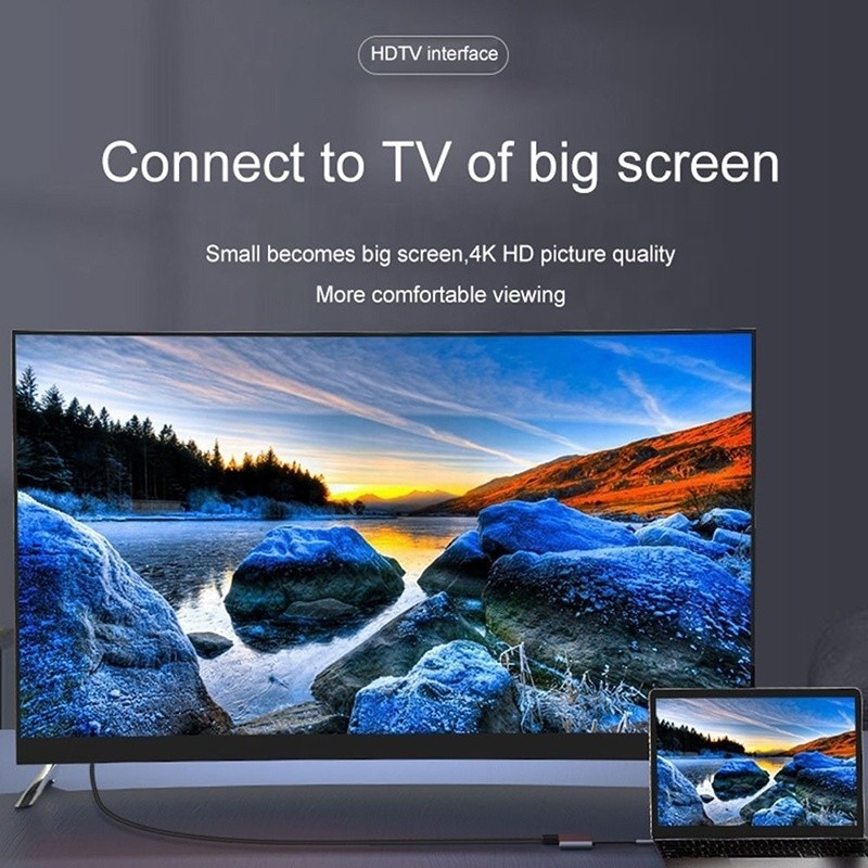 4-in-1 USB C ke Dual 4K HDMI MST Adapter untuk Pengisian Data Transfer dan Video Output