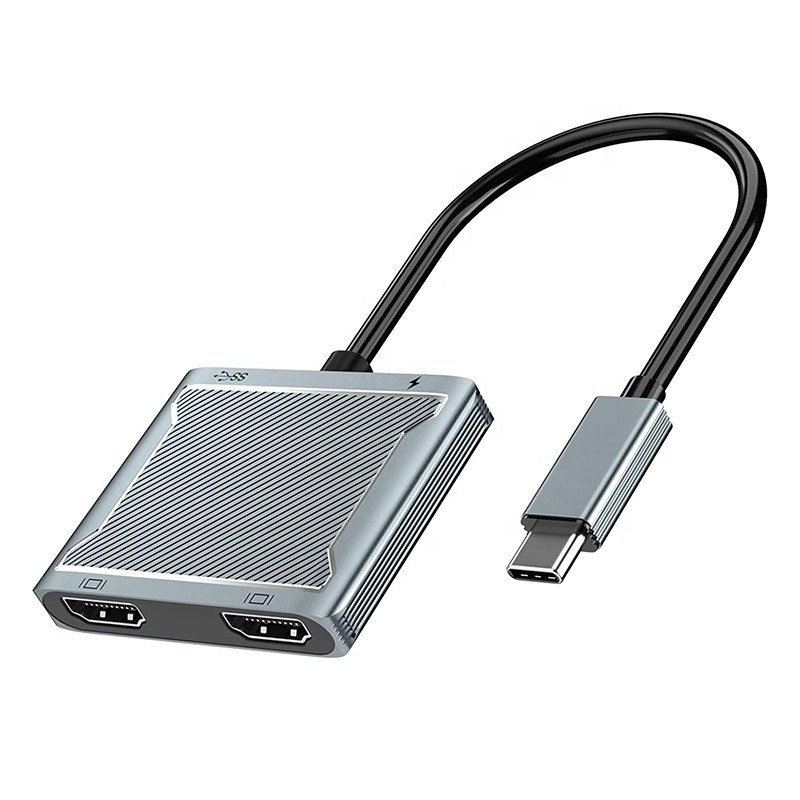 USB C Type C Interface Connector Dual HDMI Adapter 4K 4 In 1 USB 3.0 Hub Untuk Laptop