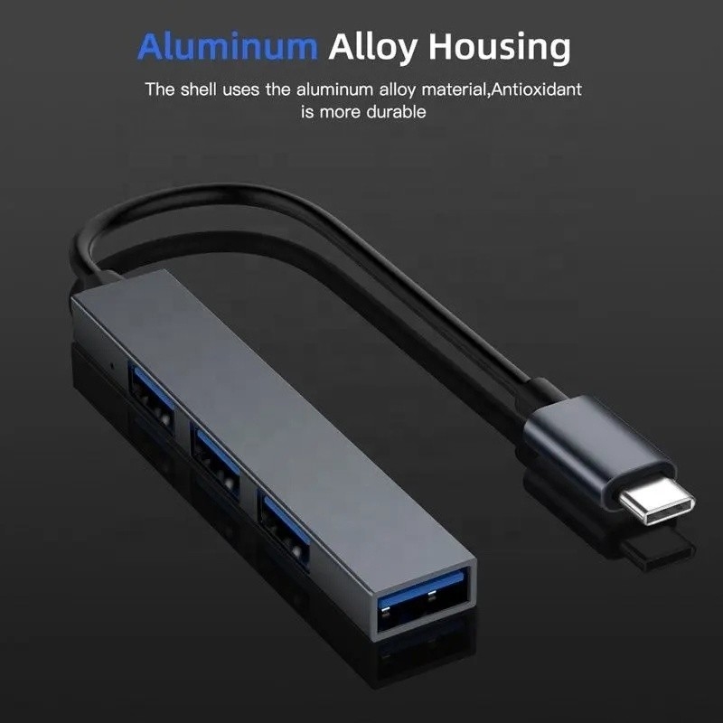 Type C Interface 4 In 1 4 Port Hub Type-C OTG Ke USB 3.0 2.0 Adapter Aluminium Alloy
