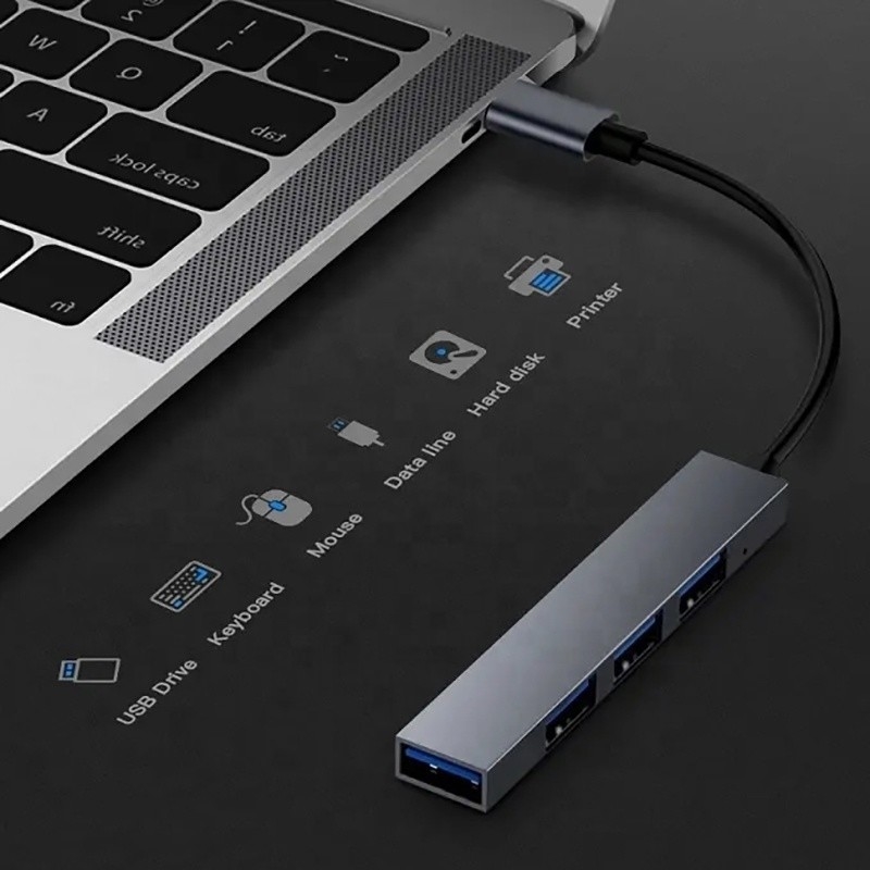 Type C Interface 4 In 1 4 Port Hub Type-C OTG Ke USB 3.0 2.0 Adapter Aluminium Alloy