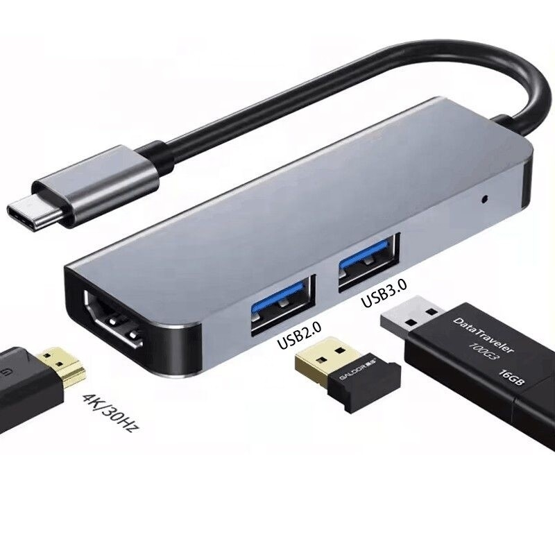 USB C Hub dengan 4K HDMI dan USB 3.0 Berkecepatan Tinggi Kompatibel untuk Windows Mac