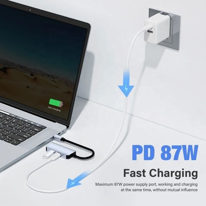 USB 3.1/USB Type-C Hub Adapter Docking Station dengan 4K HDMI USB3.0 USB 3.0 Type C PD