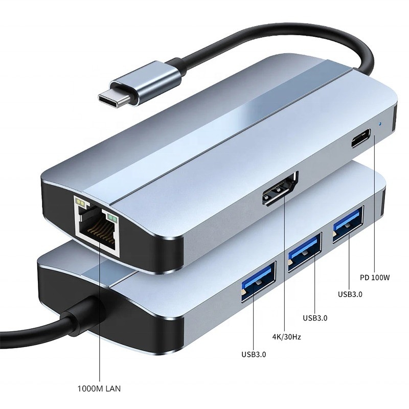 12-In-1 USB C Adapter OEM Multiport Hub dengan 4K HDMI USB 3.0 RJ45 Lan Ethernet