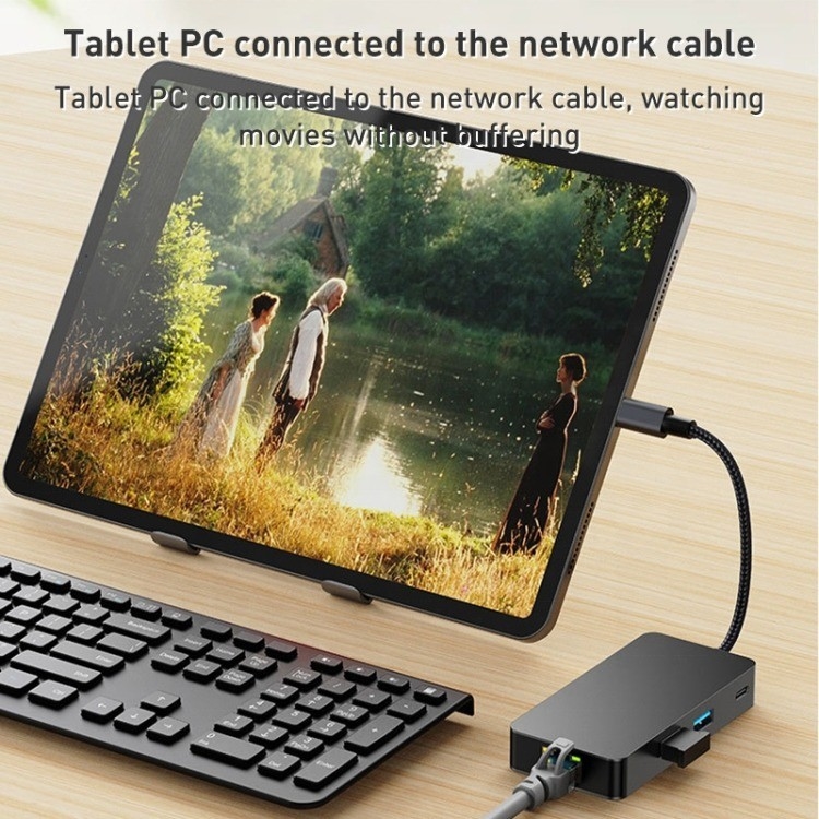 8-In-1 Multiport Adapter USB-C Hub Dengan HDMI 3 USB3.0 RJ45 Dan PD Output 5-8 Port