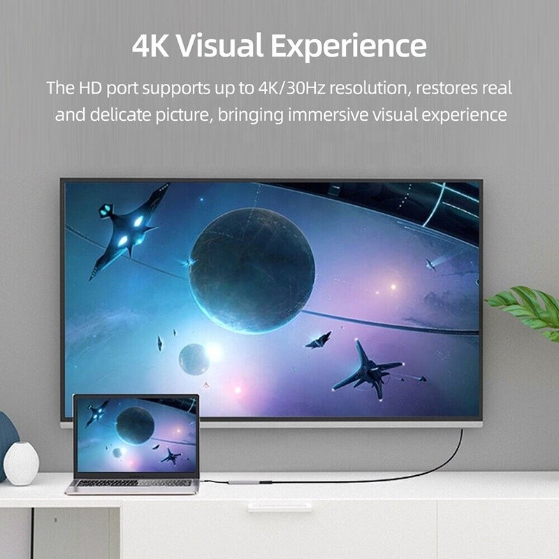 Disesuaikan 6-In-1 USB C Type-C Hub Ke 4K HDMI dan USB 3.0 untuk Macbook OEM / ODM