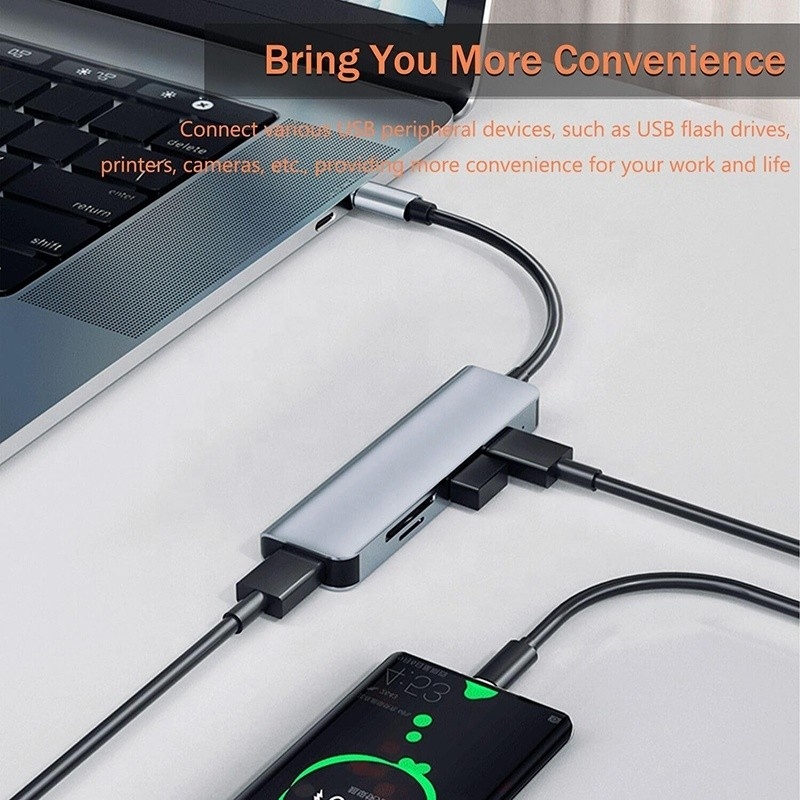 USB A/C Input USB 3.0 Type C Multiport Adapter Docking Station dengan SD/TF Card Reader