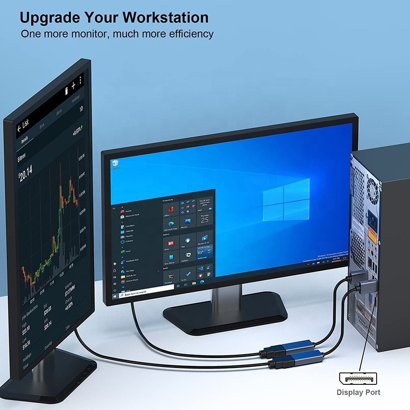 Resolusi 4K USB C Hub Displayport ke HDMI Adapter Kabel Pria ke Wanita 1080P 4K30Hz 4K60Hz