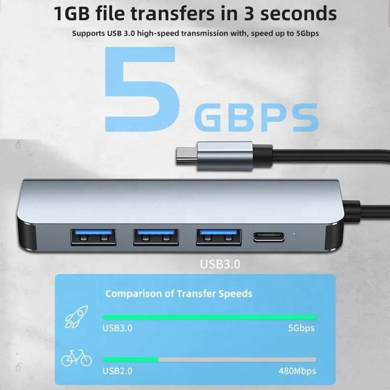 9-In-1 USB C Type C Adapter Hub dengan 100W PD Charging dan USB3.0 3*USB2.0 Output