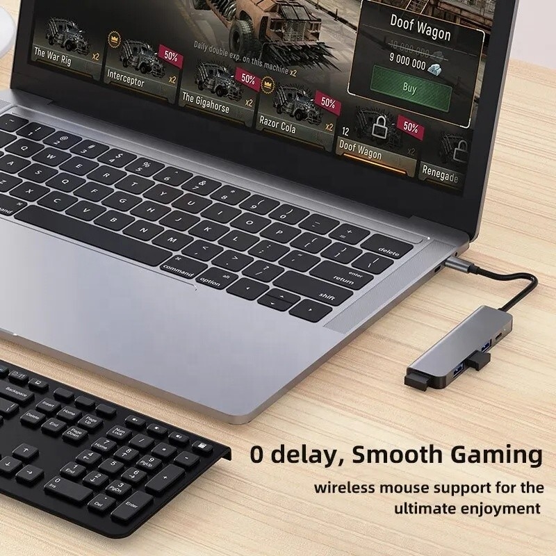 9-In-1 USB C Type C Adapter Hub dengan 100W PD Charging dan USB3.0 3*USB2.0 Output