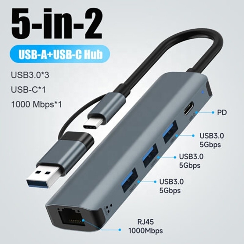Adaptor Multiport 12-in-1 USB C Hub Docking Station Dengan USB 3.1 Antarmuka Dan RJ45 Gigabit Ethernet