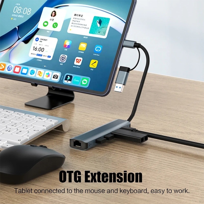 Adaptor Multiport 12-in-1 USB C Hub Docking Station Dengan USB 3.1 Antarmuka Dan RJ45 Gigabit Ethernet