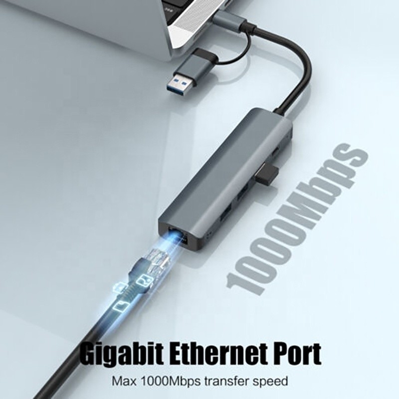Adaptor Multiport 12-in-1 USB C Hub Docking Station Dengan USB 3.1 Antarmuka Dan RJ45 Gigabit Ethernet