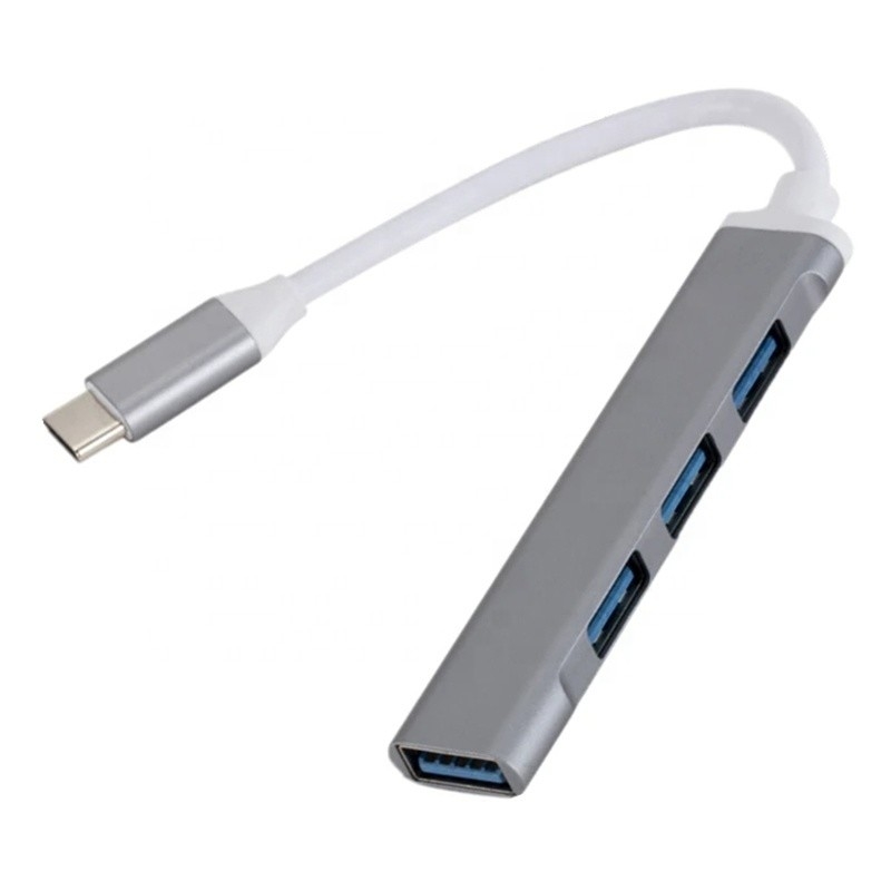 Aluminium 4 Port USB Type-C ke USB 3.0 2.0 Data Hub untuk High Speed Data Transfer