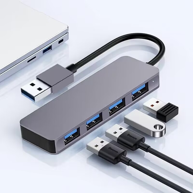 Kecepatan tinggi 4 Port USB 3.0 HUB 5Gbps USB C Portable Dengan Power Adapter untuk PC Mac Laptop