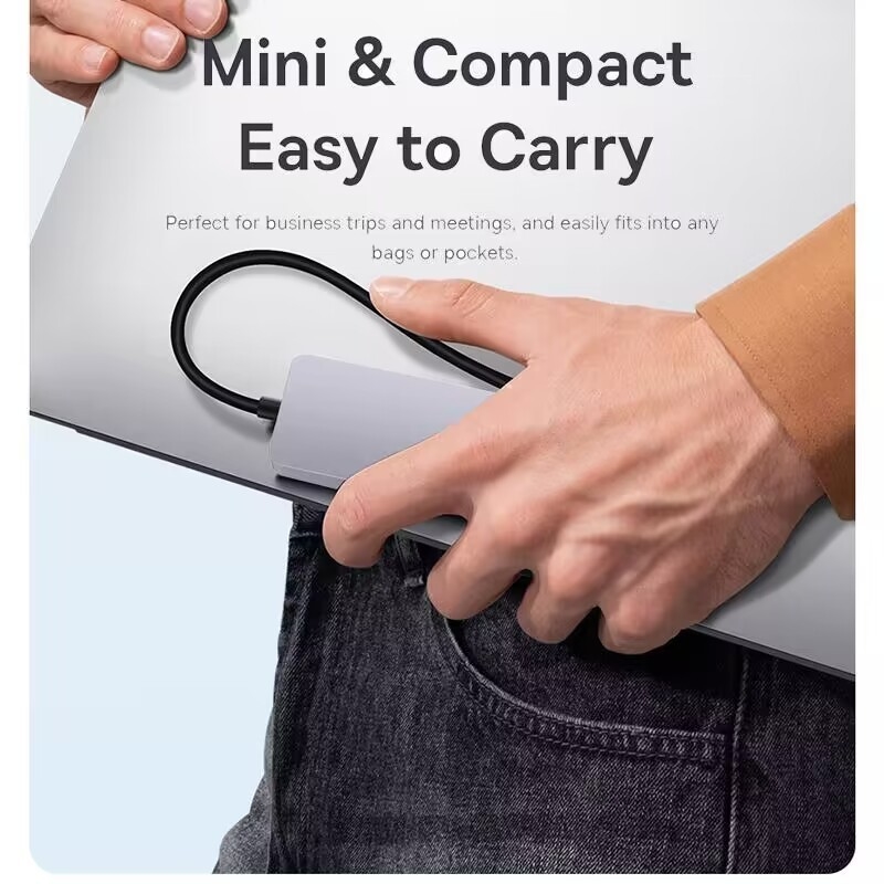 Kecepatan tinggi 4 Port USB 3.0 HUB 5Gbps USB C Portable Dengan Power Adapter untuk PC Mac Laptop