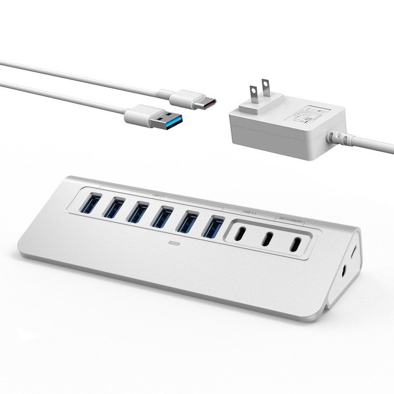 Hub USB Tipe-C dengan Port Tipe C dan Bahan Alloy Aluminium