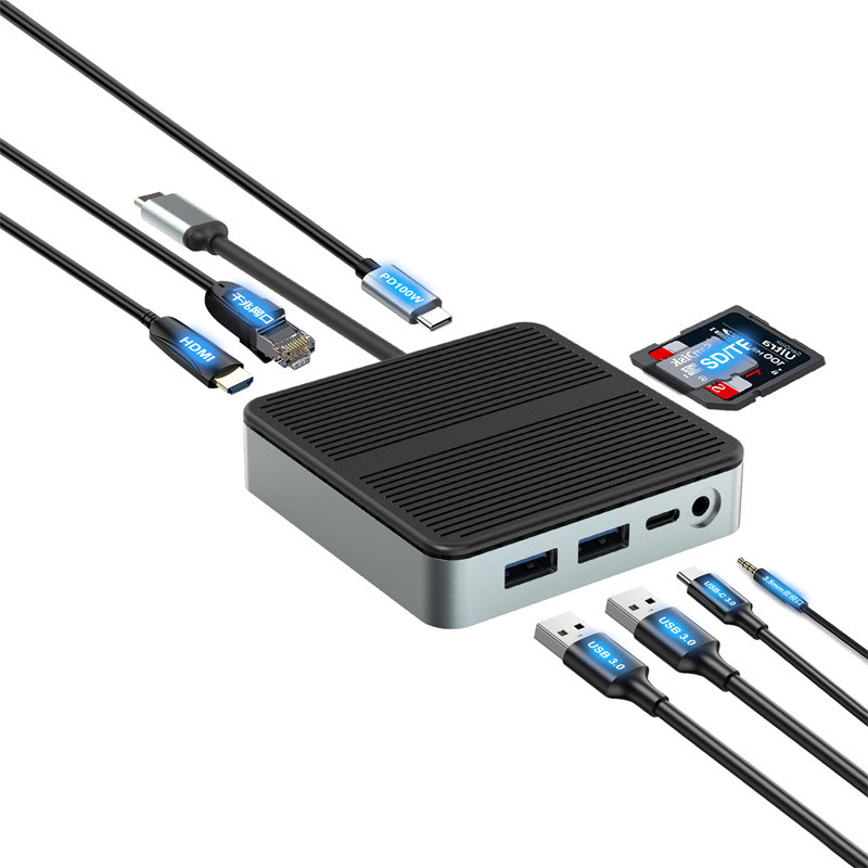 9 In 1 Fast Speed Data Transfer USB 3.0 Port Hub Tipe C Port Untuk Adaptor HDMI