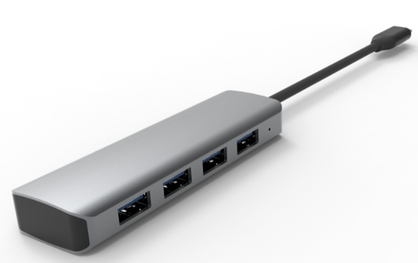 USB 3.1 Antarmuka Tipe C hingga 9 Port Adaptor USB A 3.0 Dengan Kartu Jaringan RJ45 Gigabit Ethernet Abu-abu
