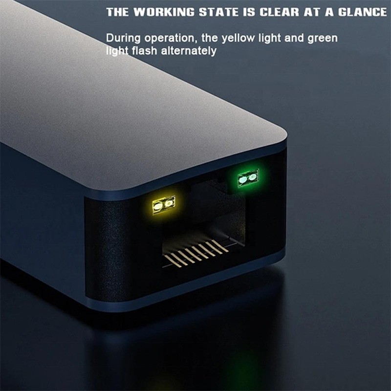 2 In 1 Aluminium USB 3.0 Type C Ethernet Adapter untuk koneksi jaringan yang cepat dan stabil