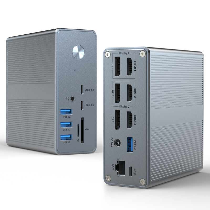 Aluminium Alloy And ABS Material USB C Docking Station dengan SD / TF Card Reader Plug And Play Konektivitas